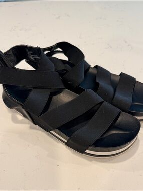 Black Strappy Platform Sandals - Women